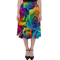 Colorful Roses Bouquet Rainbow Classic Midi Skirt