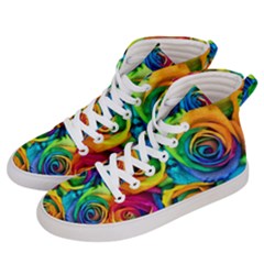 Colorful Roses Bouquet Rainbow Women s Hi-top Skate Sneakers by B30l