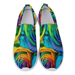 Colorful Roses Bouquet Rainbow Women s Slip On Sneakers by B30l