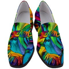 Colorful Roses Bouquet Rainbow Women s Chunky Heel Loafers by B30l