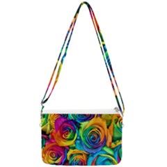 Colorful Roses Bouquet Rainbow Double Gusset Crossbody Bag by B30l