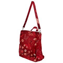 Four Red Butterflies With Flower Illustration Butterfly Flowers Crossbody Backpack