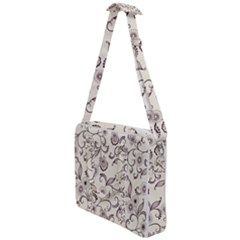 White And Brown Floral Wallpaper Flowers Background Pattern Cross Body Office Bag