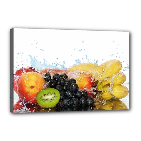 Variety Of Fruit Water Berry Food Splash Kiwi Grape Canvas 18  X 12  (stretched) by B30l