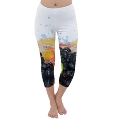 Variety Of Fruit Water Berry Food Splash Kiwi Grape Capri Winter Leggings  by B30l