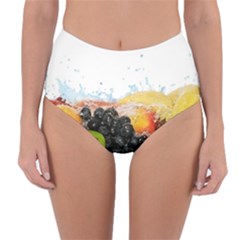 Variety Of Fruit Water Berry Food Splash Kiwi Grape Reversible High-waist Bikini Bottoms by B30l