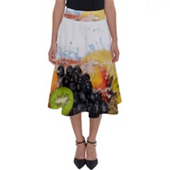 Variety Of Fruit Water Berry Food Splash Kiwi Grape Perfect Length Midi Skirt by B30l