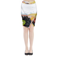 Variety Of Fruit Water Berry Food Splash Kiwi Grape Midi Wrap Pencil Skirt by B30l