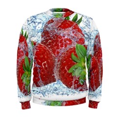 Red Strawberries Water Squirt Strawberry Fresh Splash Drops Men s Sweatshirt