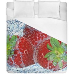 Red Strawberries Water Squirt Strawberry Fresh Splash Drops Duvet Cover (california King Size)