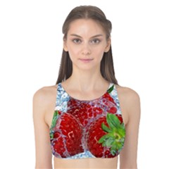 Red Strawberries Water Squirt Strawberry Fresh Splash Drops Tank Bikini Top by B30l