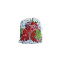 Red Strawberries Water Squirt Strawberry Fresh Splash Drops Drawstring Pouch (xs)