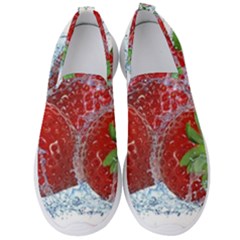 Red Strawberries Water Squirt Strawberry Fresh Splash Drops Men s Slip On Sneakers