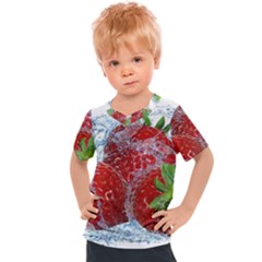 Red Strawberries Water Squirt Strawberry Fresh Splash Drops Kids  Sports Tee