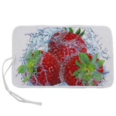 Red Strawberries Water Squirt Strawberry Fresh Splash Drops Pen Storage Case (L)