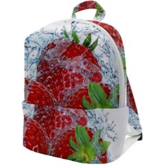 Red Strawberries Water Squirt Strawberry Fresh Splash Drops Zip Up Backpack