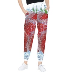 Red Strawberries Water Squirt Strawberry Fresh Splash Drops Women s Tapered Pants by B30l