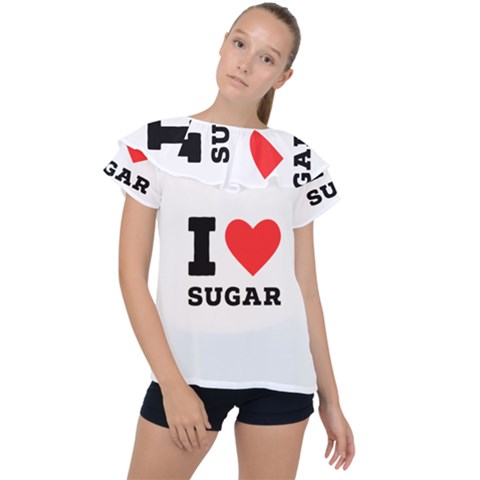 I Love Sugar  Ruffle Collar Chiffon Blouse by ilovewhateva