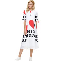 I Love White Sugar Bow Sleeve Chiffon Midi Dress by ilovewhateva