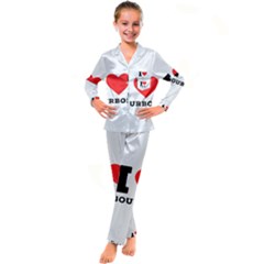 I Love Bourbon  Kids  Satin Long Sleeve Pajamas Set by ilovewhateva