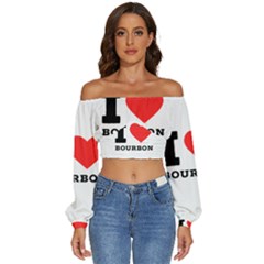 I love bourbon  Long Sleeve Crinkled Weave Crop Top