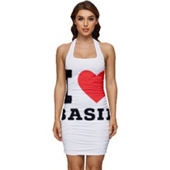 I Love Basil Sleeveless Wide Square Neckline Ruched Bodycon Dress by ilovewhateva