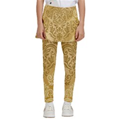 Damas Pattern Vector Texture Gold Ornament With Seamless Kids  Skirted Pants by danenraven