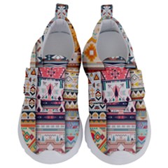 Pattern Texture Multi Colored Variation Kids  Velcro No Lace Shoes
