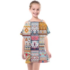 Pattern Texture Multi Colored Variation Kids  One Piece Chiffon Dress by danenraven