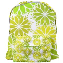 Flowers Green Texture With Pattern Leaves Shape Seamless Giant Full Print Backpack by danenraven