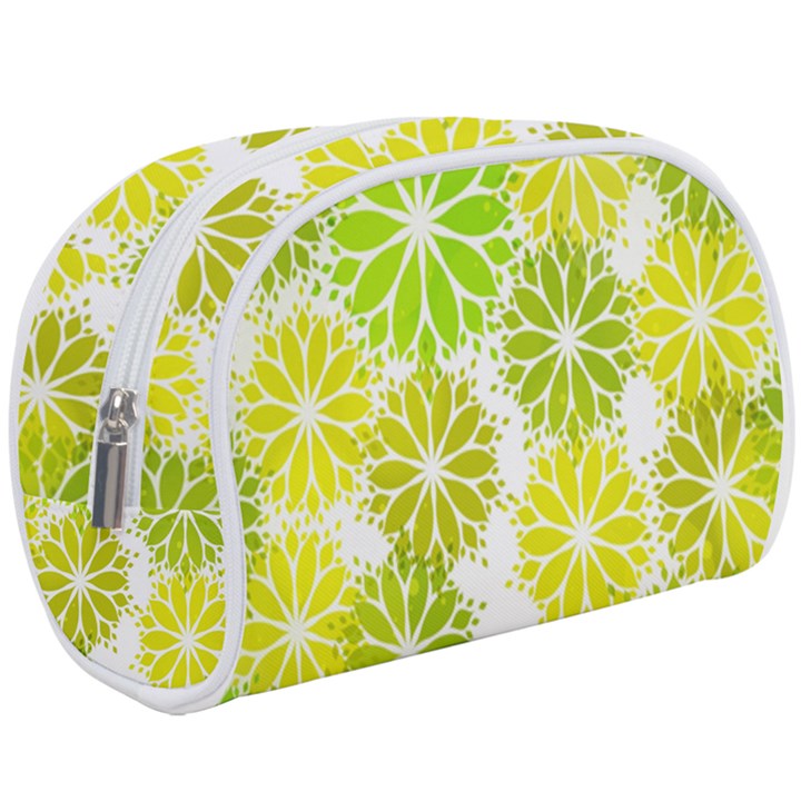 Flowers Green Texture With Pattern Leaves Shape Seamless Make Up Case (Large)