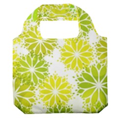 Flowers Green Texture With Pattern Leaves Shape Seamless Premium Foldable Grocery Recycle Bag