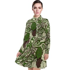 Texture Ornament Pattern Seamless Paisley Long Sleeve Chiffon Shirt Dress