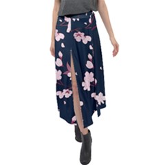 Flowers Texture Textured Pattern Velour Split Maxi Skirt by danenraven