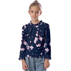 Flowers Texture Textured Pattern Kids  Frill Detail Tee