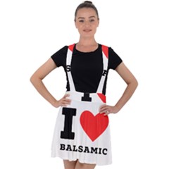 I Love Balsamic Velvet Suspender Skater Skirt