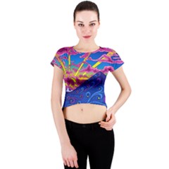 Abstract Paisley Art Pattern Design Fabric Floral Decoration Crew Neck Crop Top by danenraven