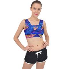 Abstract Paisley Art Pattern Design Fabric Floral Decoration V-back Sports Bra by danenraven