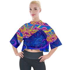 Abstract Paisley Art Pattern Design Fabric Floral Decoration Mock Neck Tee by danenraven