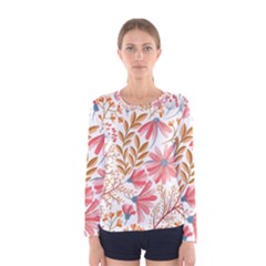 Flowers Pattern Seamless Floral Floral Pattern Women s Long Sleeve Tee