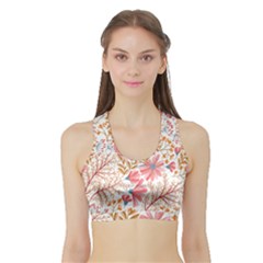 Flowers Pattern Seamless Floral Floral Pattern Sports Bra with Border