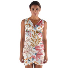 Flowers Pattern Seamless Floral Floral Pattern Wrap Front Bodycon Dress