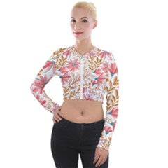 Flowers Pattern Seamless Floral Floral Pattern Long Sleeve Cropped Velvet Jacket