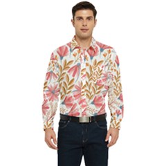 Flowers Pattern Seamless Floral Floral Pattern Men s Long Sleeve Pocket Shirt 