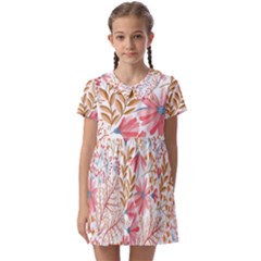 Flowers Pattern Seamless Floral Floral Pattern Kids  Asymmetric Collar Dress