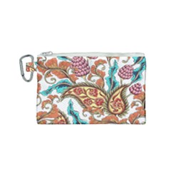 Flowers Pattern Texture White Background Paisley Canvas Cosmetic Bag (small) by danenraven