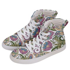 Flowers Pattern Texture White Background Design Floral Men s Hi-top Skate Sneakers by danenraven