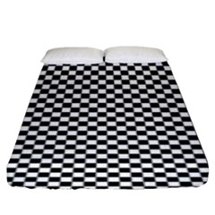 Black And White Checkerboard Background Board Checker Fitted Sheet (king Size) by Cowasu