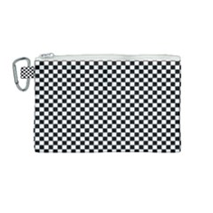 Black And White Checkerboard Background Board Checker Canvas Cosmetic Bag (medium) by Cowasu
