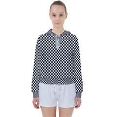 Black And White Checkerboard Background Board Checker Women s Tie Up Sweat by Cowasu